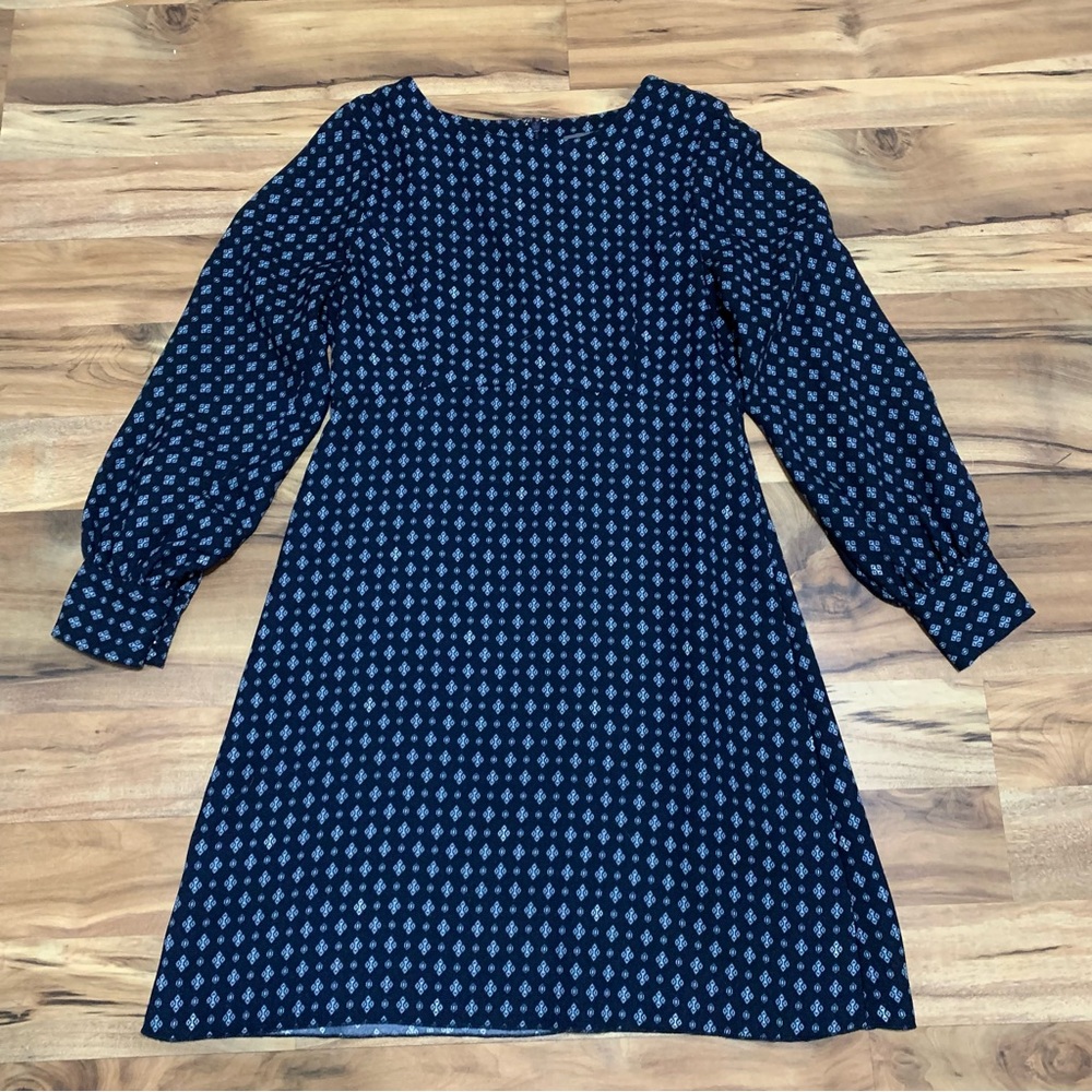 Vince Camuto Navy and White Geometric Dress
